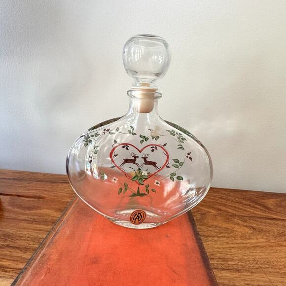 Vintage Tiroler Crystalglas Wolke German Glass Liquor Decanter Hand panted - Picture 3 of 12